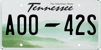 TN license plate A0042S