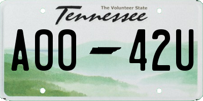 TN license plate A0042U