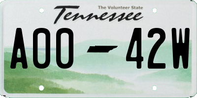 TN license plate A0042W