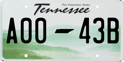 TN license plate A0043B