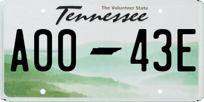 TN license plate A0043E