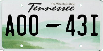 TN license plate A0043I