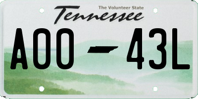 TN license plate A0043L