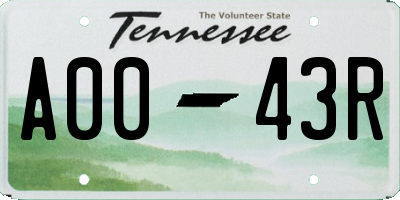 TN license plate A0043R