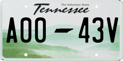 TN license plate A0043V