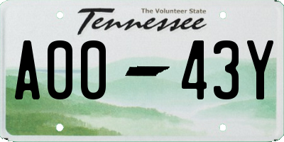 TN license plate A0043Y