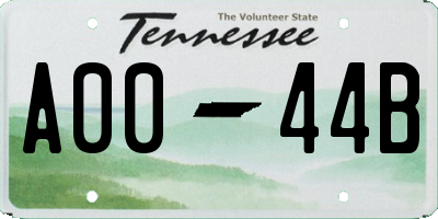 TN license plate A0044B