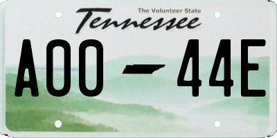 TN license plate A0044E