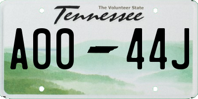 TN license plate A0044J