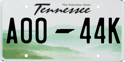 TN license plate A0044K