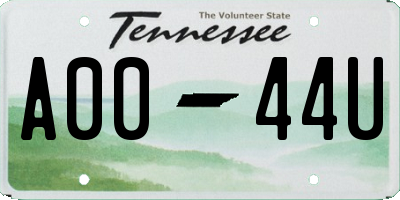 TN license plate A0044U