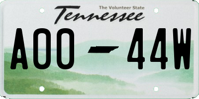 TN license plate A0044W