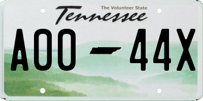 TN license plate A0044X