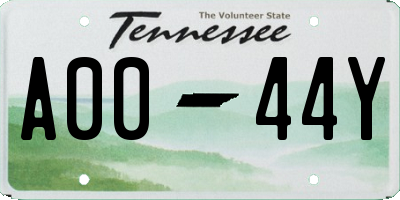 TN license plate A0044Y