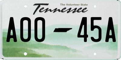 TN license plate A0045A