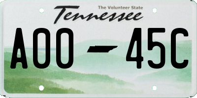 TN license plate A0045C