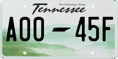 TN license plate A0045F