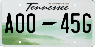 TN license plate A0045G