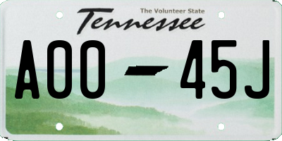 TN license plate A0045J