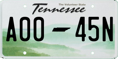 TN license plate A0045N