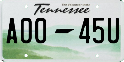 TN license plate A0045U