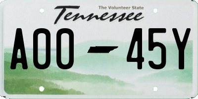 TN license plate A0045Y