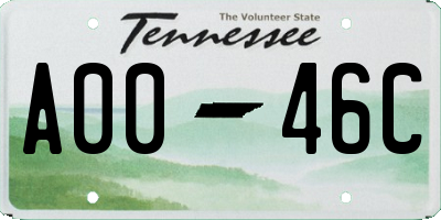 TN license plate A0046C