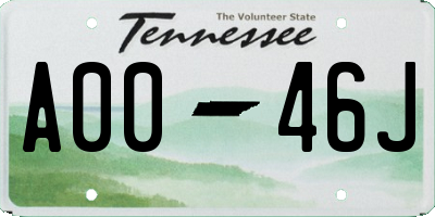 TN license plate A0046J
