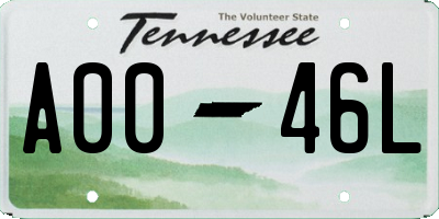 TN license plate A0046L