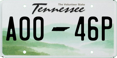 TN license plate A0046P