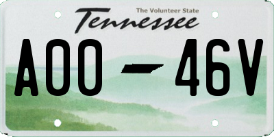 TN license plate A0046V