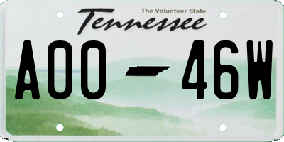 TN license plate A0046W