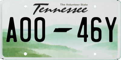 TN license plate A0046Y