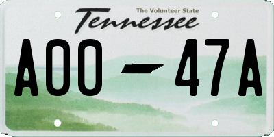 TN license plate A0047A