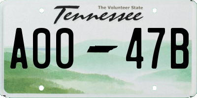 TN license plate A0047B