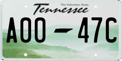 TN license plate A0047C