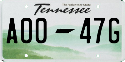 TN license plate A0047G