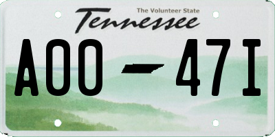 TN license plate A0047I