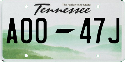 TN license plate A0047J