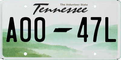 TN license plate A0047L