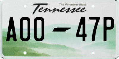 TN license plate A0047P