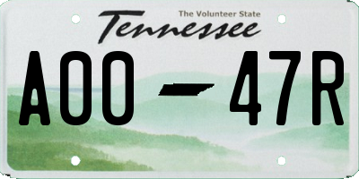 TN license plate A0047R