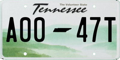 TN license plate A0047T