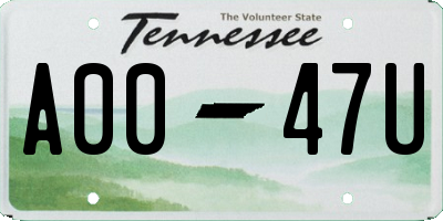 TN license plate A0047U