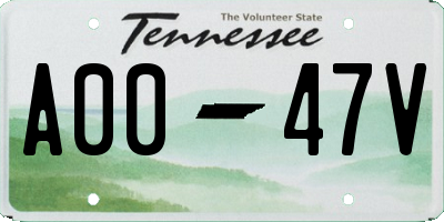 TN license plate A0047V