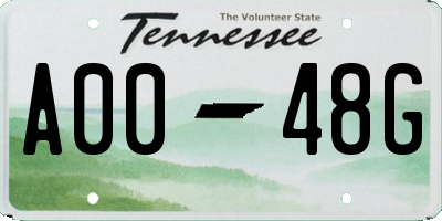 TN license plate A0048G