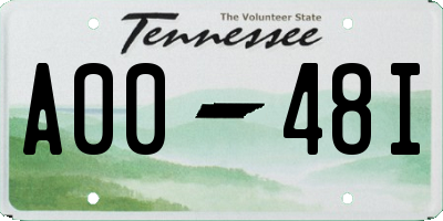 TN license plate A0048I