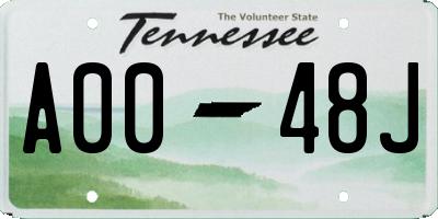 TN license plate A0048J