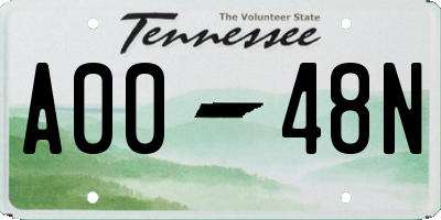 TN license plate A0048N