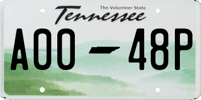 TN license plate A0048P